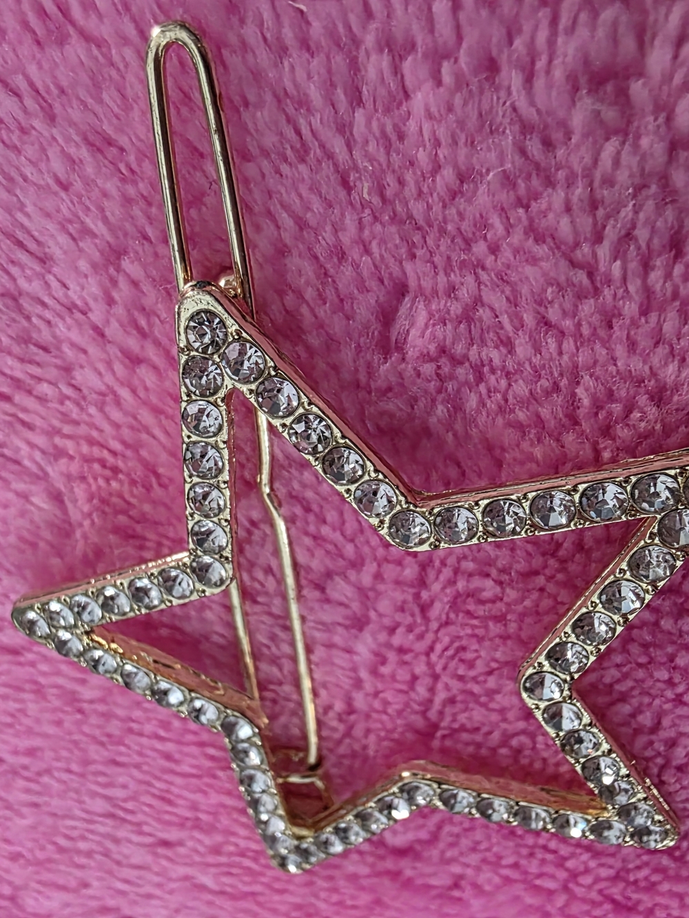 Gold Star Crystal Hair Clip - Pink